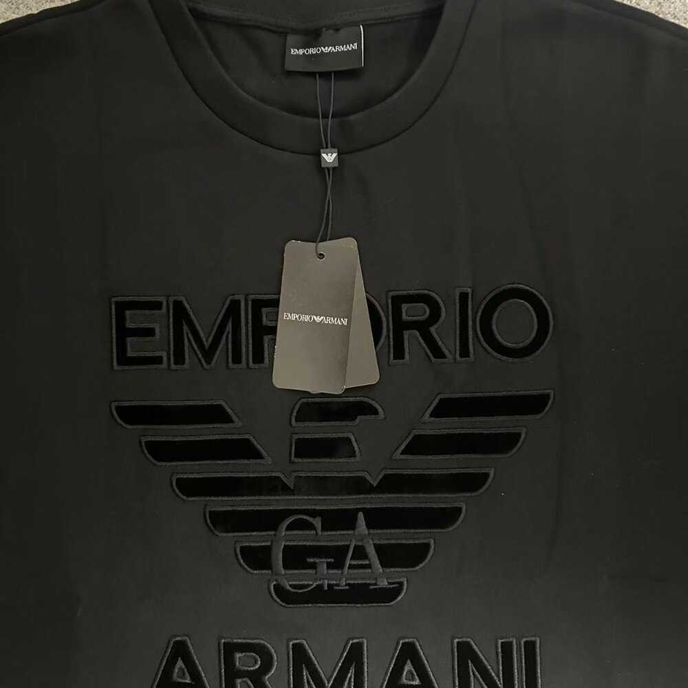 Emporio Armani Men's Double Jersey Sweatshirt with Oversized Eagle Velvet Patch - Picture 7 of 12